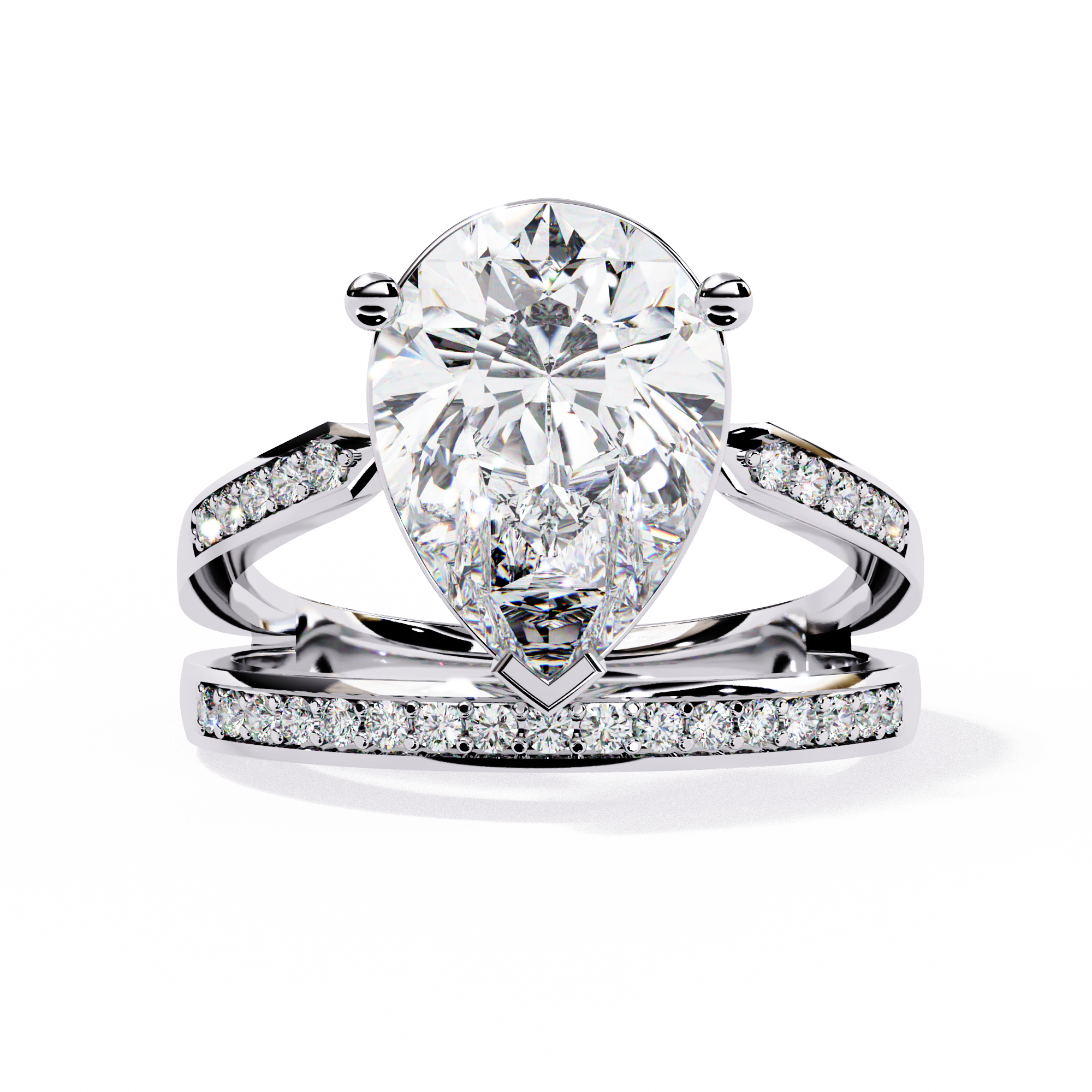 Solitairekart 5.78 ct Lab Grown Diamond Halo Pear Cut Ring in 14k Yellow Gold.